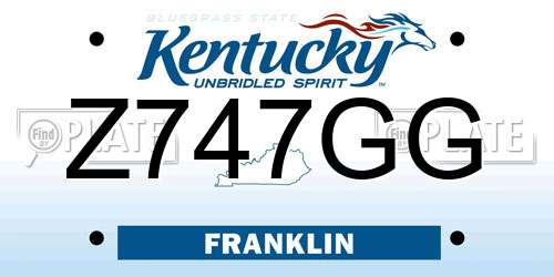 Z747GG Kentucky License Plate