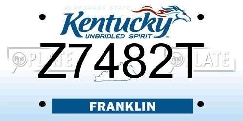Z7482T Kentucky License Plate