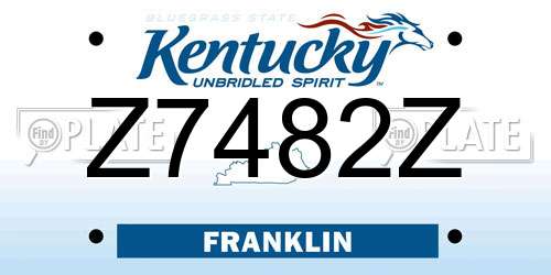Z7482Z Kentucky License Plate
