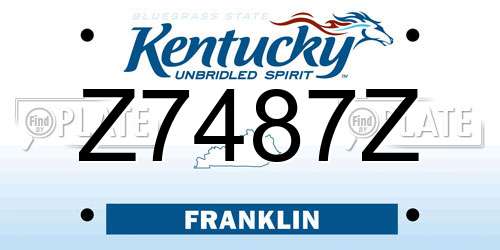 Z7487Z Kentucky License Plate