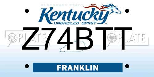 Z74BTT Kentucky License Plate