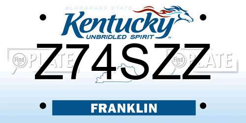 Z74SZZ Kentucky License Plate