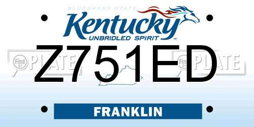 Z751ED Kentucky License Plate