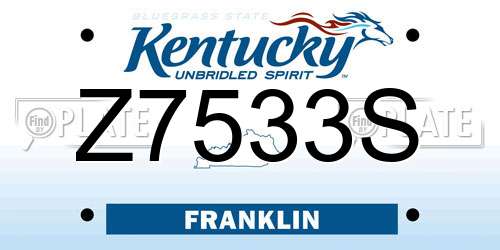 Z7533S Kentucky License Plate