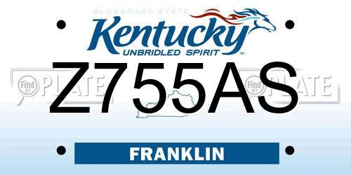 Z755AS Kentucky License Plate