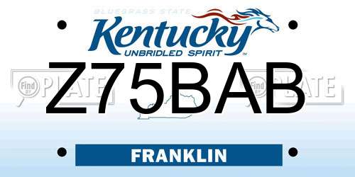 Z75BAB Kentucky License Plate