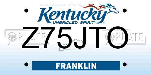 Z75JTO Kentucky License Plate