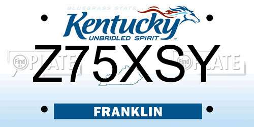 Z75XSY Kentucky License Plate