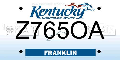 Z765OA Kentucky License Plate