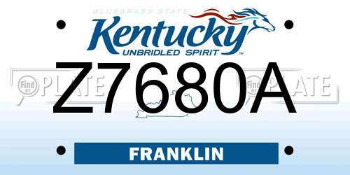 Z7680A Kentucky License Plate