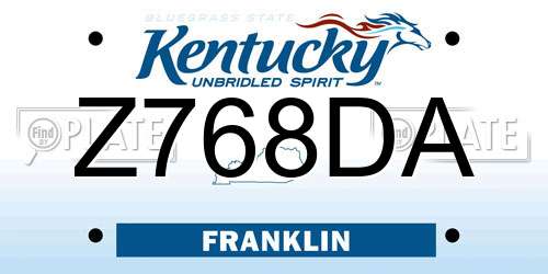Z768DA Kentucky License Plate