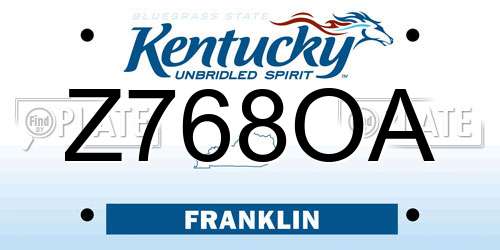 Z768OA Kentucky License Plate