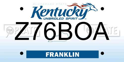 Z76BOA Kentucky License Plate