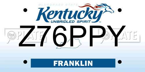 Z76PPY Kentucky License Plate