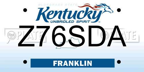 Z76SDA Kentucky License Plate