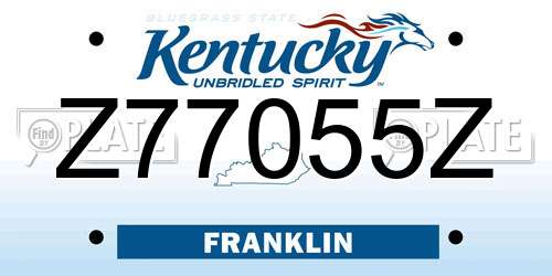 Z77055Z Kentucky License Plate