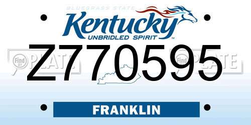 Z770595 Kentucky License Plate