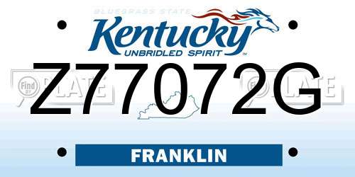 Z77072G Kentucky License Plate
