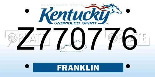 Z770776 Kentucky License Plate