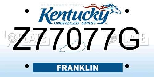 Z77077G Kentucky License Plate