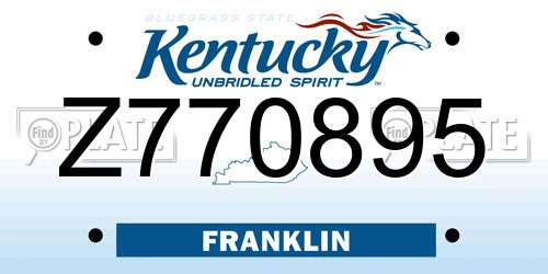 Z770895 Kentucky License Plate