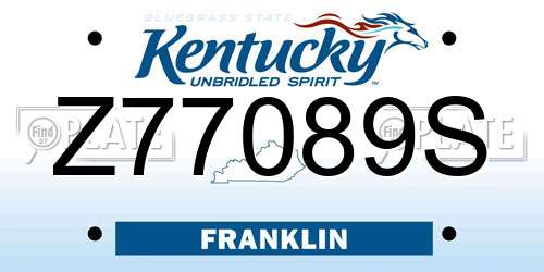 Z77089S Kentucky License Plate