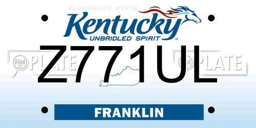 Z771UL Kentucky License Plate