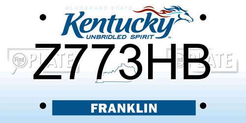 Z773HB Kentucky License Plate