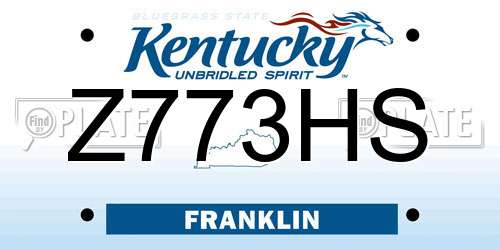 Z773HS Kentucky License Plate