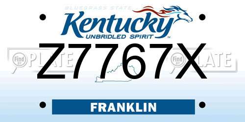 Z7767X Kentucky License Plate