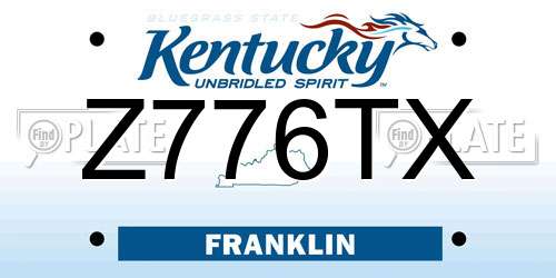 Z776TX Kentucky License Plate
