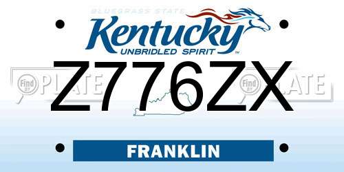 Z776ZX Kentucky License Plate