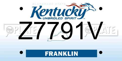 Z7791V Kentucky License Plate