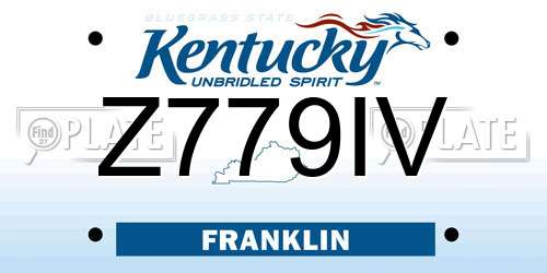 Z779IV Kentucky License Plate
