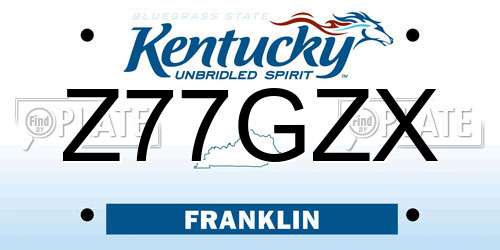 Z77GZX Kentucky License Plate