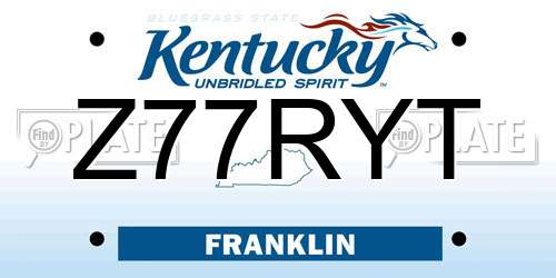 Z77RYT Kentucky License Plate
