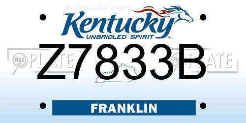 Z7833B Kentucky License Plate