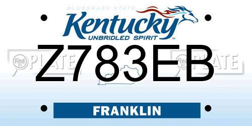 Z783EB Kentucky License Plate