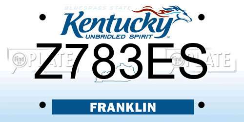 Z783ES Kentucky License Plate