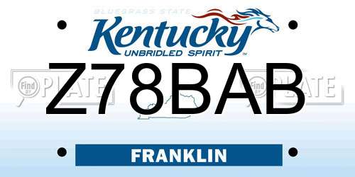 Z78BAB Kentucky License Plate