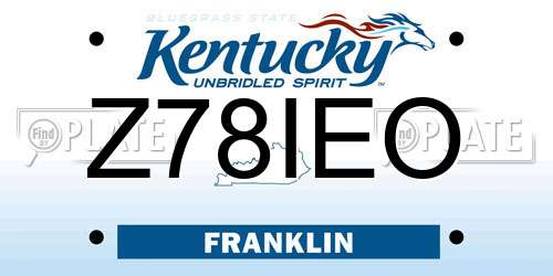 Z78IEO Kentucky License Plate