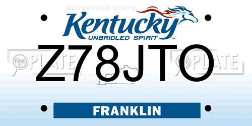 Z78JTO Kentucky License Plate