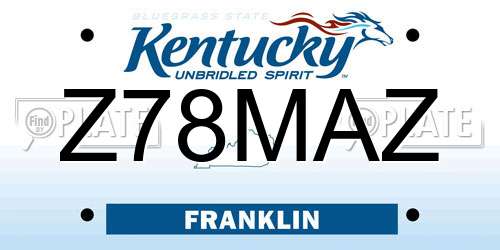 Z78MAZ Kentucky License Plate