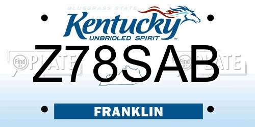 Z78SAB Kentucky License Plate