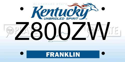 Z800ZW Kentucky License Plate