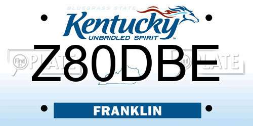 Z80DBE Kentucky License Plate