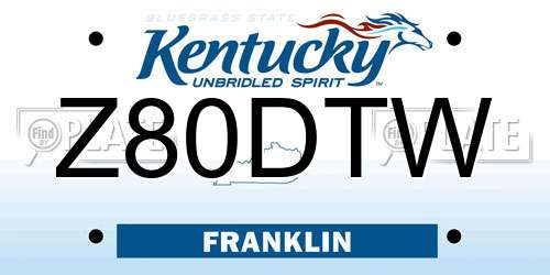 Z80DTW Kentucky License Plate