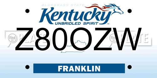 Z80OZW Kentucky License Plate