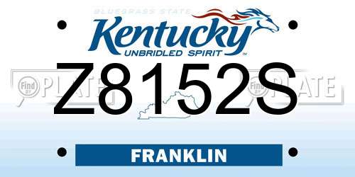 Z8152S Kentucky License Plate