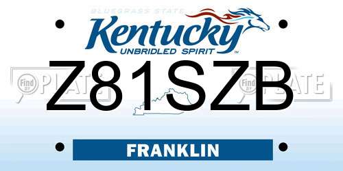 Z81SZB Kentucky License Plate